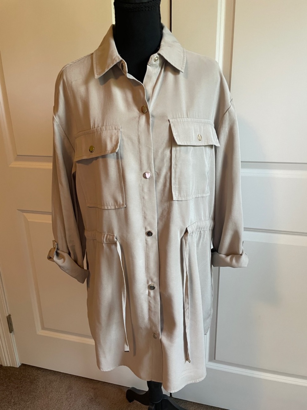 Truth Beige Snap Front Utility Jacket/Tunic Size Medium